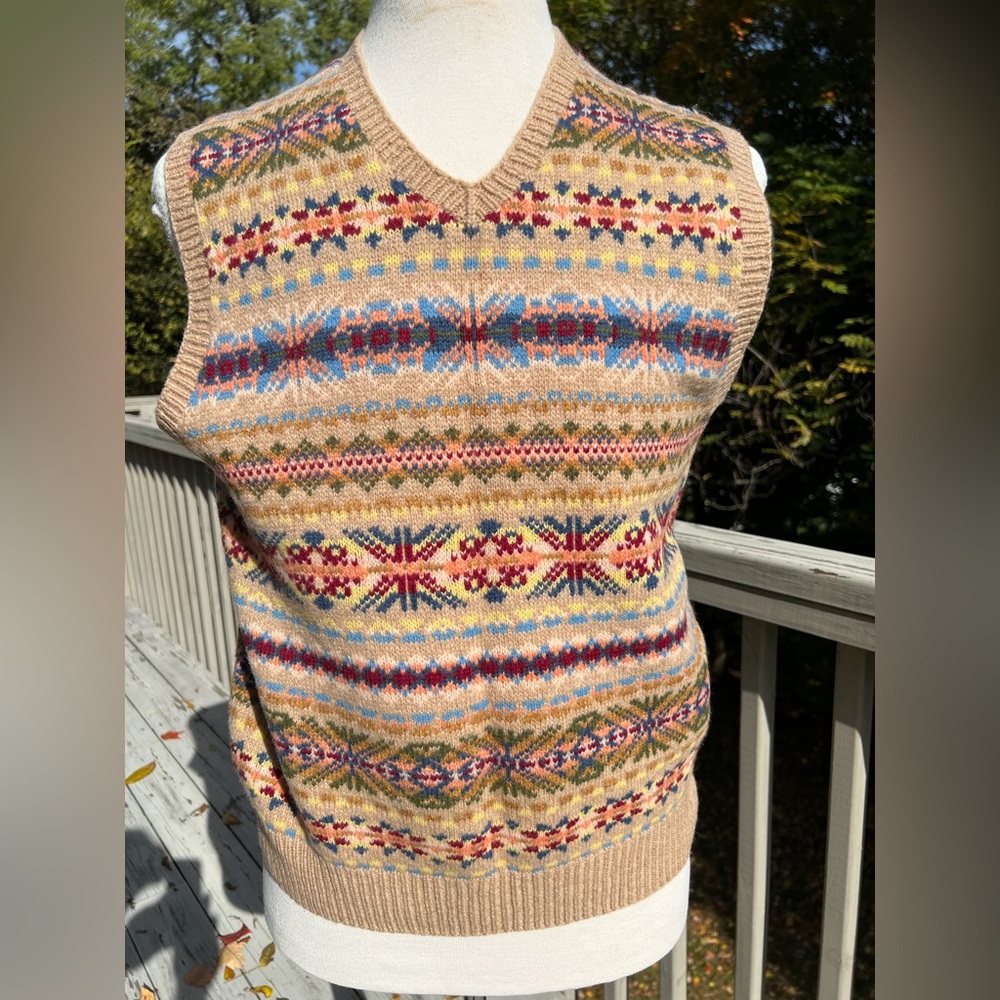 Polo Ralph Lauren Men's Wool Fair Isle Knit V-Neck Sweater Vest